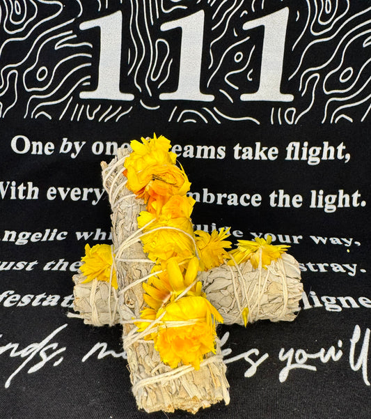 Yellow Sunflower and White Sage Smudge Stick Bundle